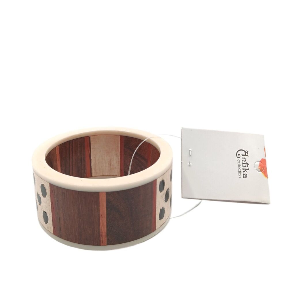 Antika Collection Bangle Bracelet Cream Faux Wood Boho Southwestern Coastal New